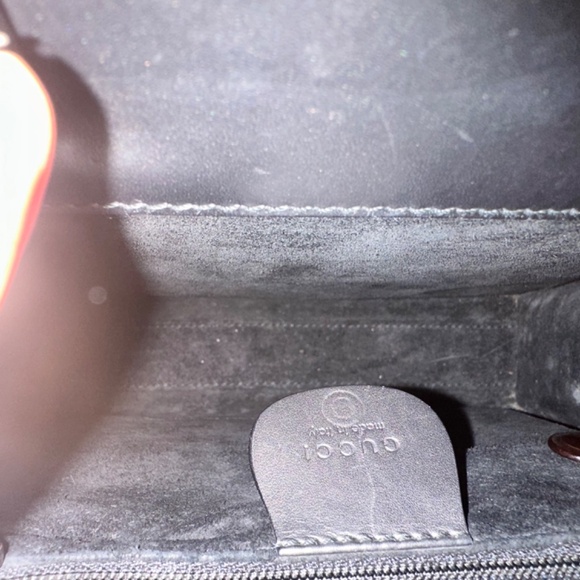 GUC Authentic Gucci Tote Metallic Black Leather - Picture 5 of 6